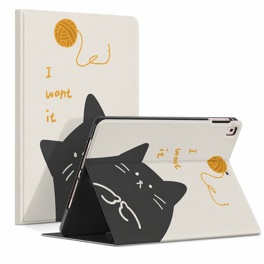 Black Cat iPad Pro Case with Pencil Holder C