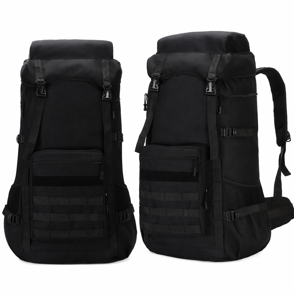 Water-Resistant Military Backpack for Outdoor Camping, 70L Black