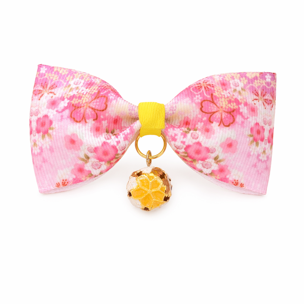 Japanese Style Floral Cat Bow Ties Pink