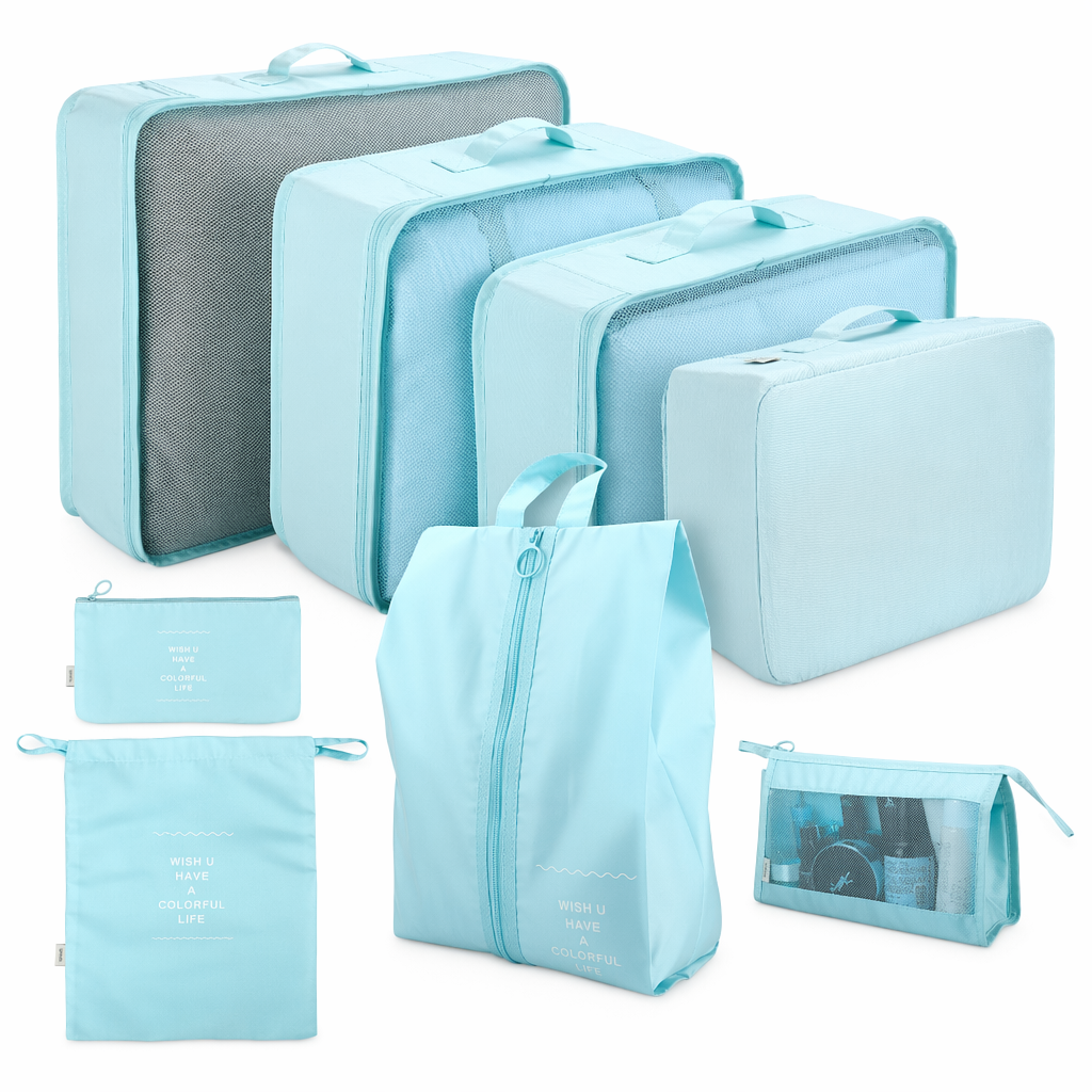 Rephrased Title: 
Set of 8 Waterproof Bags for Organizing and Storage Blue