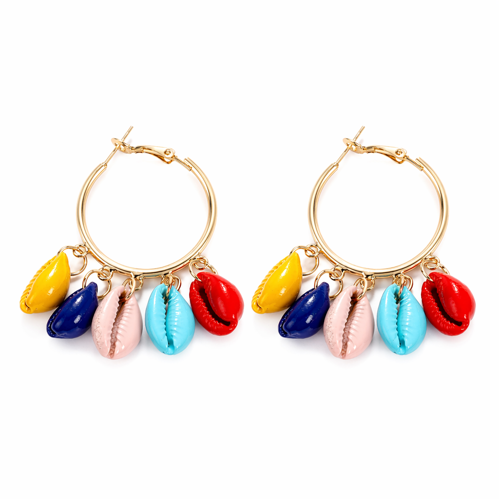 Vibrant Shell Circle Earrings Default
