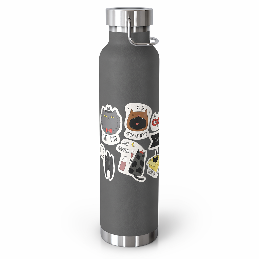 Cat Lover's Thermos Bottle - 22oz Grey