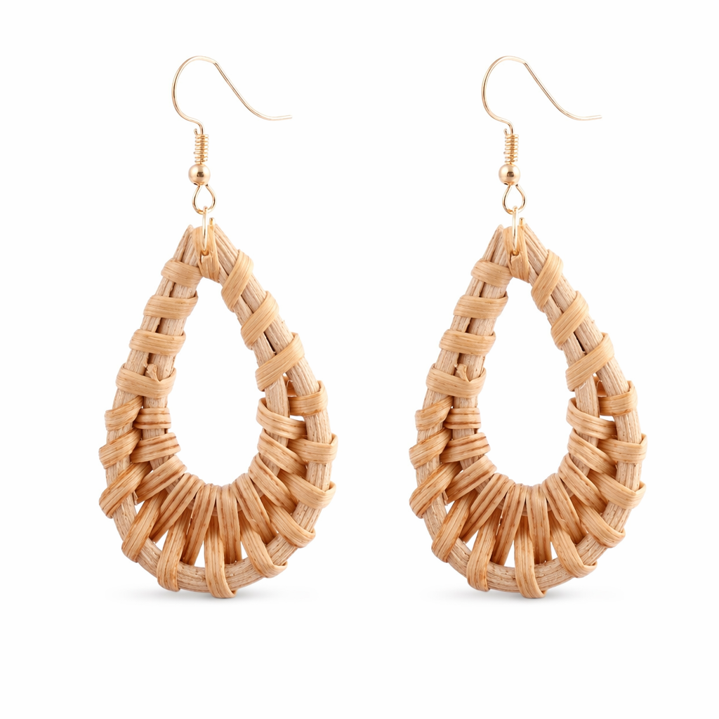 Waterdrop Earrings in Rattan Design Default