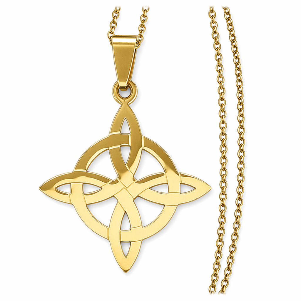 Knot-Shaped Geometric Necklace Gold