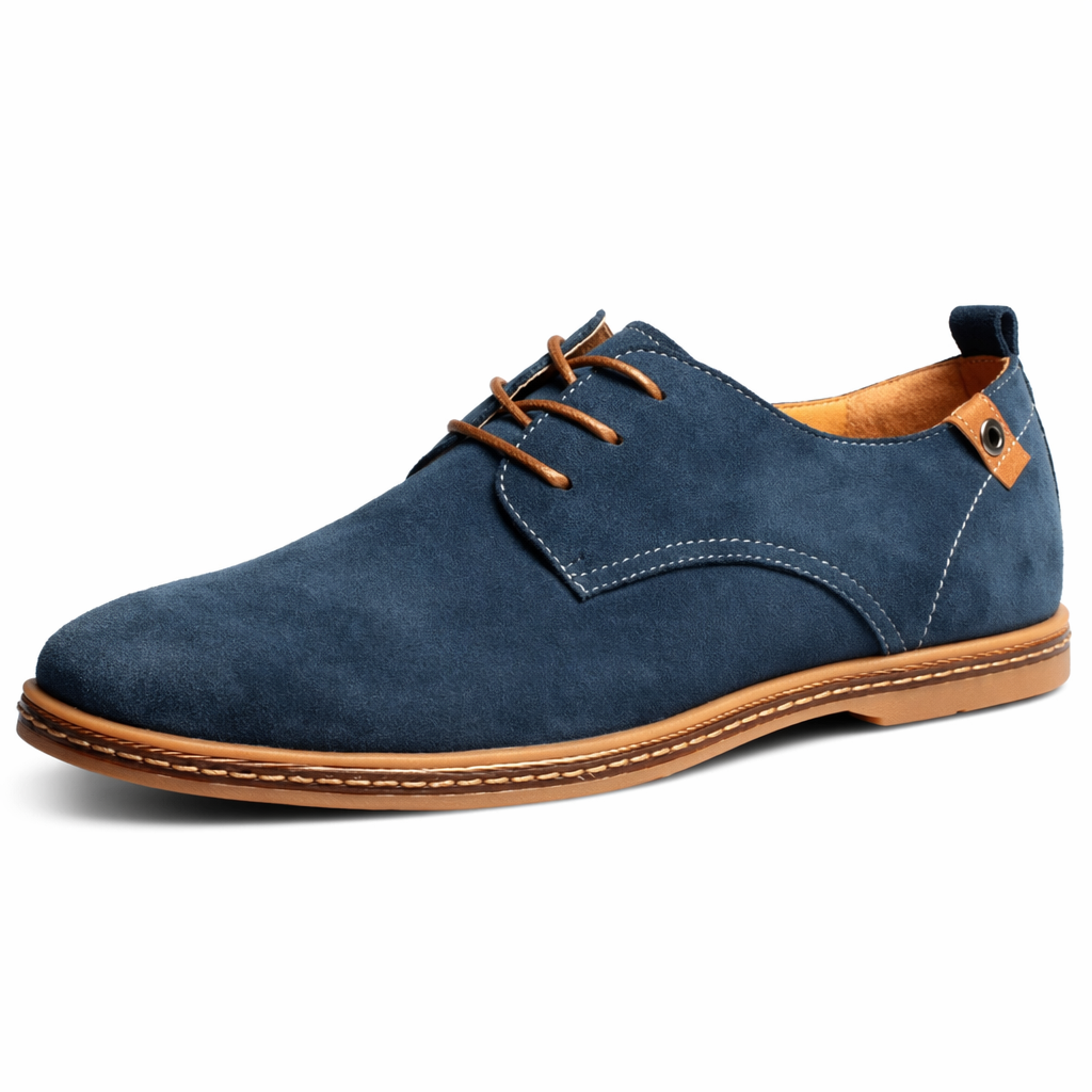 Suede Lace-Up Shoes for Men's Casual Wear Blue
