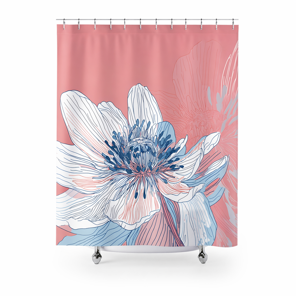 Shower Curtain with Anemone Flower Pattern Default