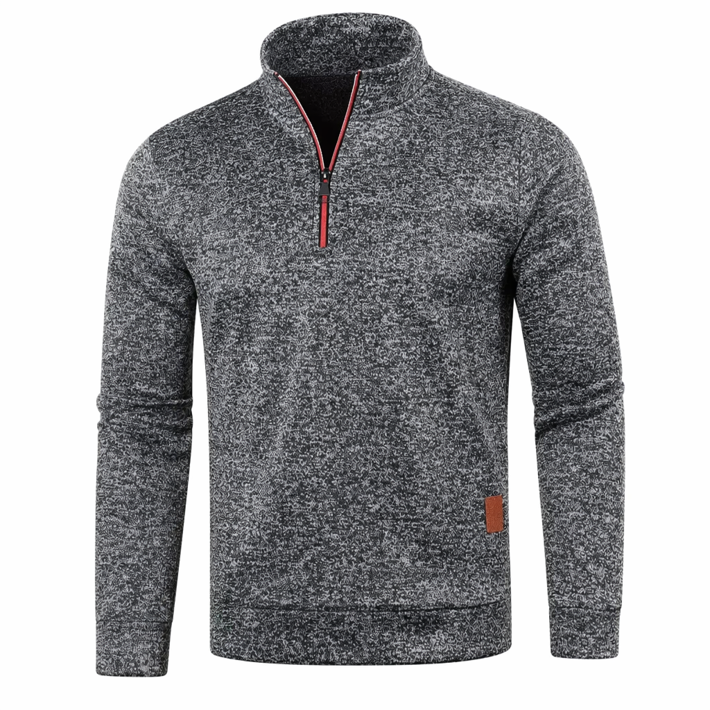 Zipped Up Long Sleeve Top for Men with a Stylish Stand Collar Dark Gray