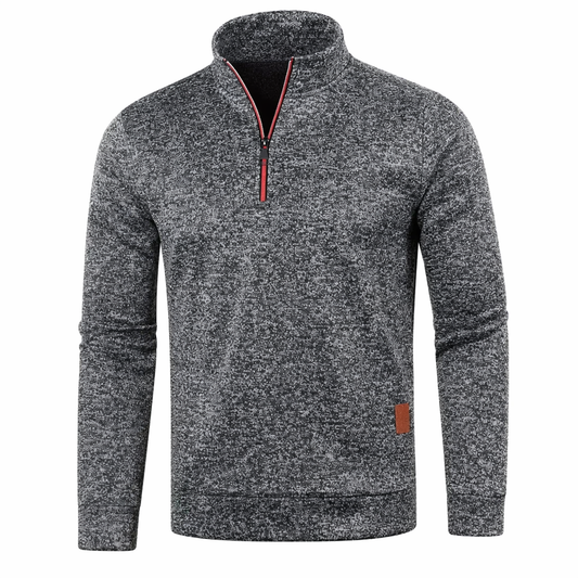 Zipped Up Long Sleeve Top for Men with a Stylish Stand Collar Dark Gray