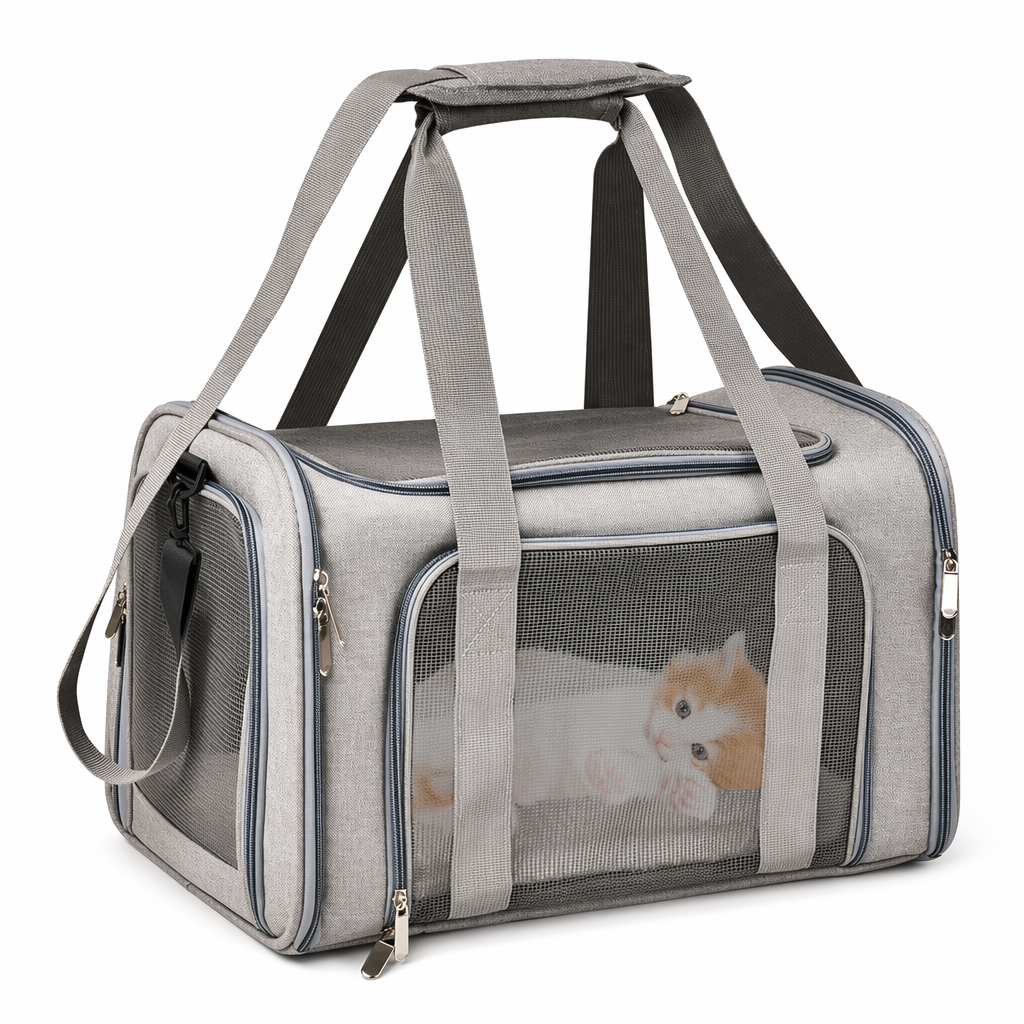 Shoulder Travel Bag for Comfortable Pet Transport Gray