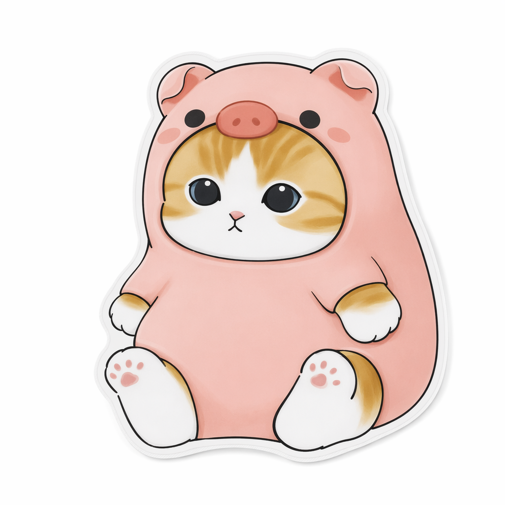Chibi Cat Mouse Pad - Adorable and Durable Pink