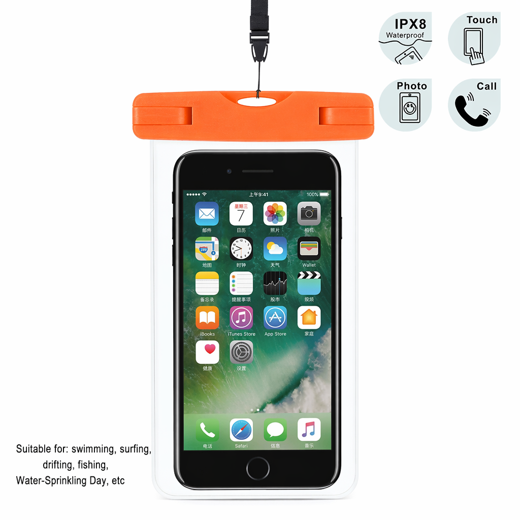 Waterproof Phone Bag for Swimming Orange