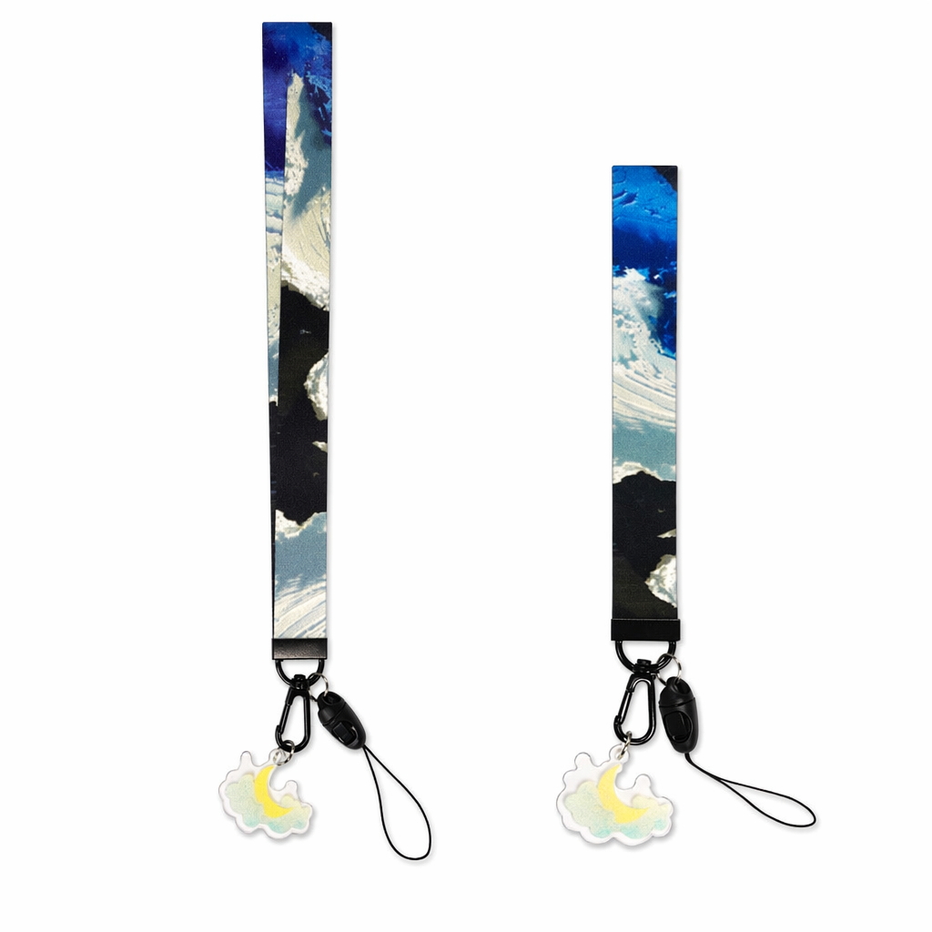 Sky Lanyard Keychains with Cloud Charm Dark Night