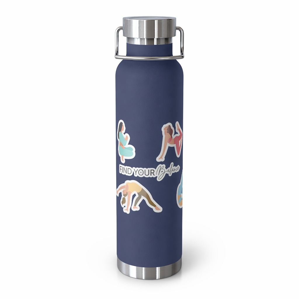 Discover Equilibrium: 22oz Thermos Bottle for Yoga Poses Navy