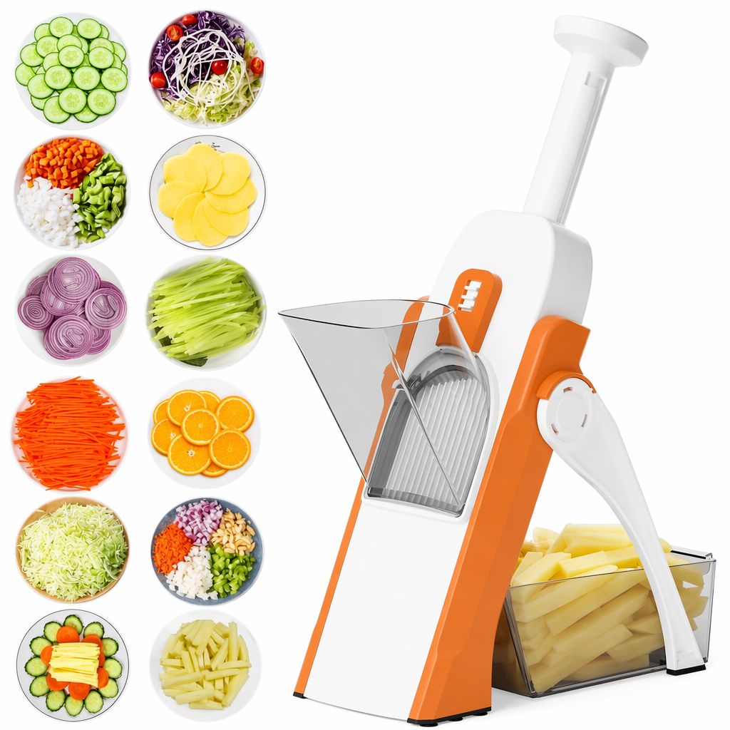 Manual Vegetable and Potato Cutter with Multiple Functions Orange