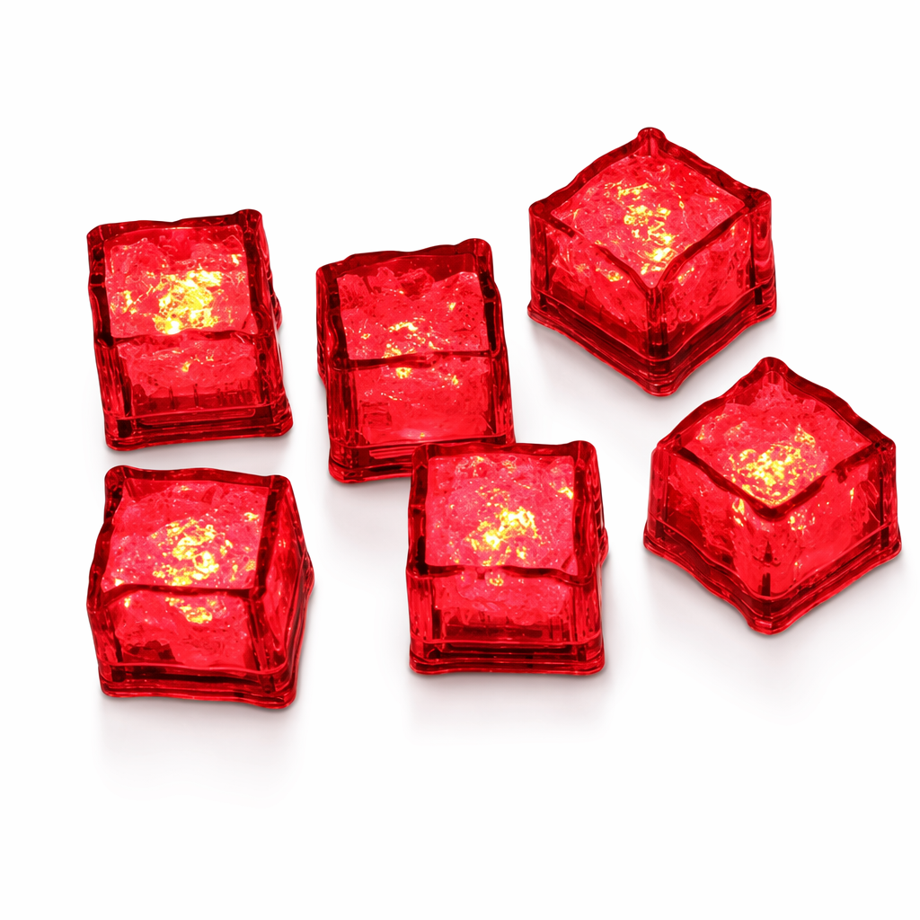 LED Ice Cube Party Set - 12 Pieces Red