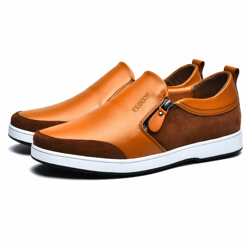 Side Zippered Men's Slip-On Brown