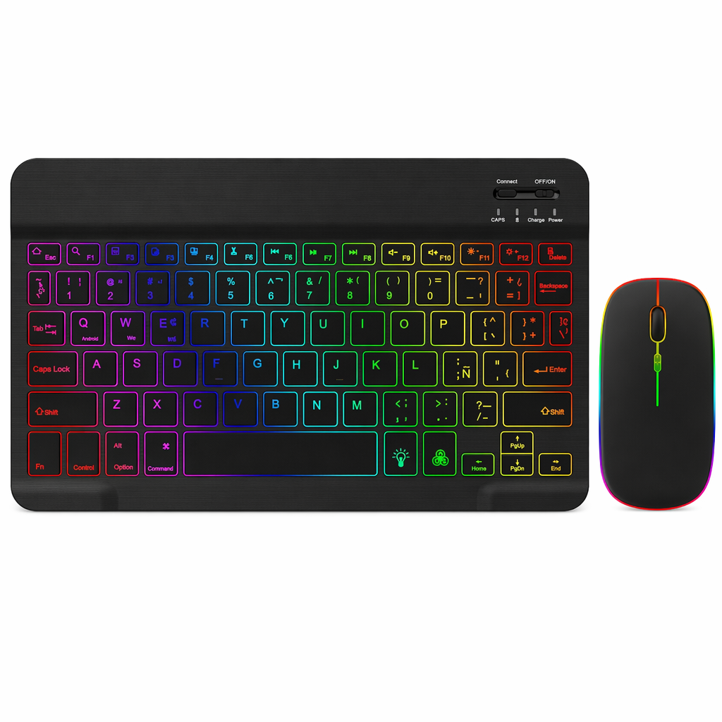 Wireless Keyboard and Mouse with RGB Lighting Black