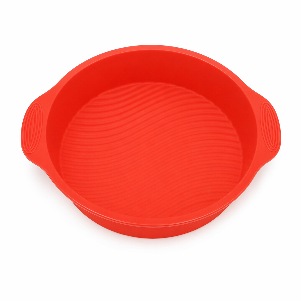 Two Pieces Set of 9-inch Circular Silicone Cake Molds for DIY 3D Cake Shapes Red