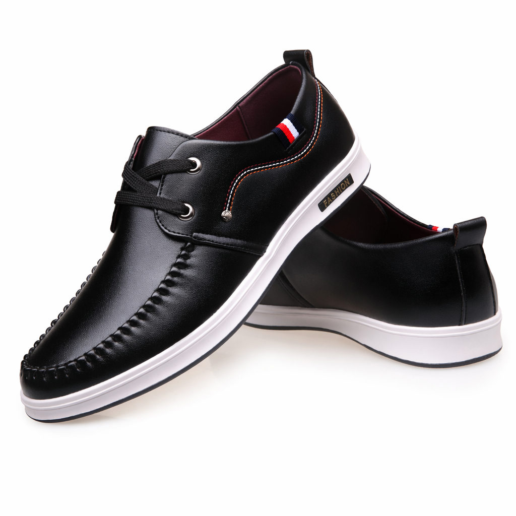 Vegan Leather Boat Shoes for Men Black