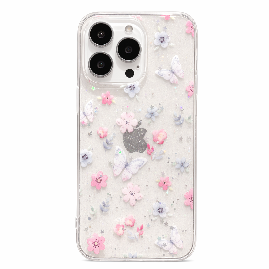 Butterfly Clear Glitter iPhone Case Default
