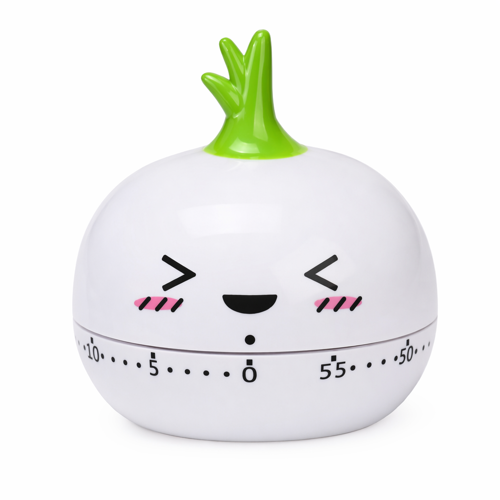 Cartoon-Style Kitchen Timer with 60-Minute Countdown White