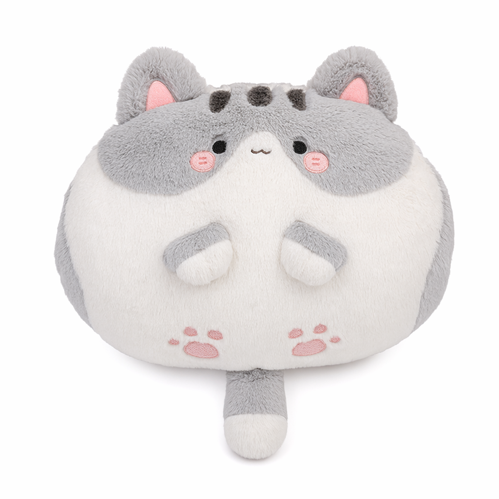 Cute Cat Plush Cushion - Comfortable & Adorable Gray