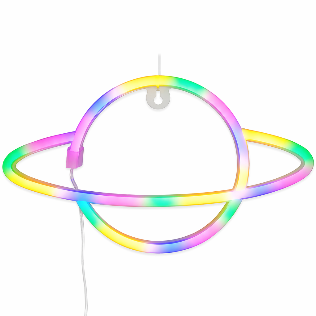 Planet Neon Sign: Celestial Wall Decor H