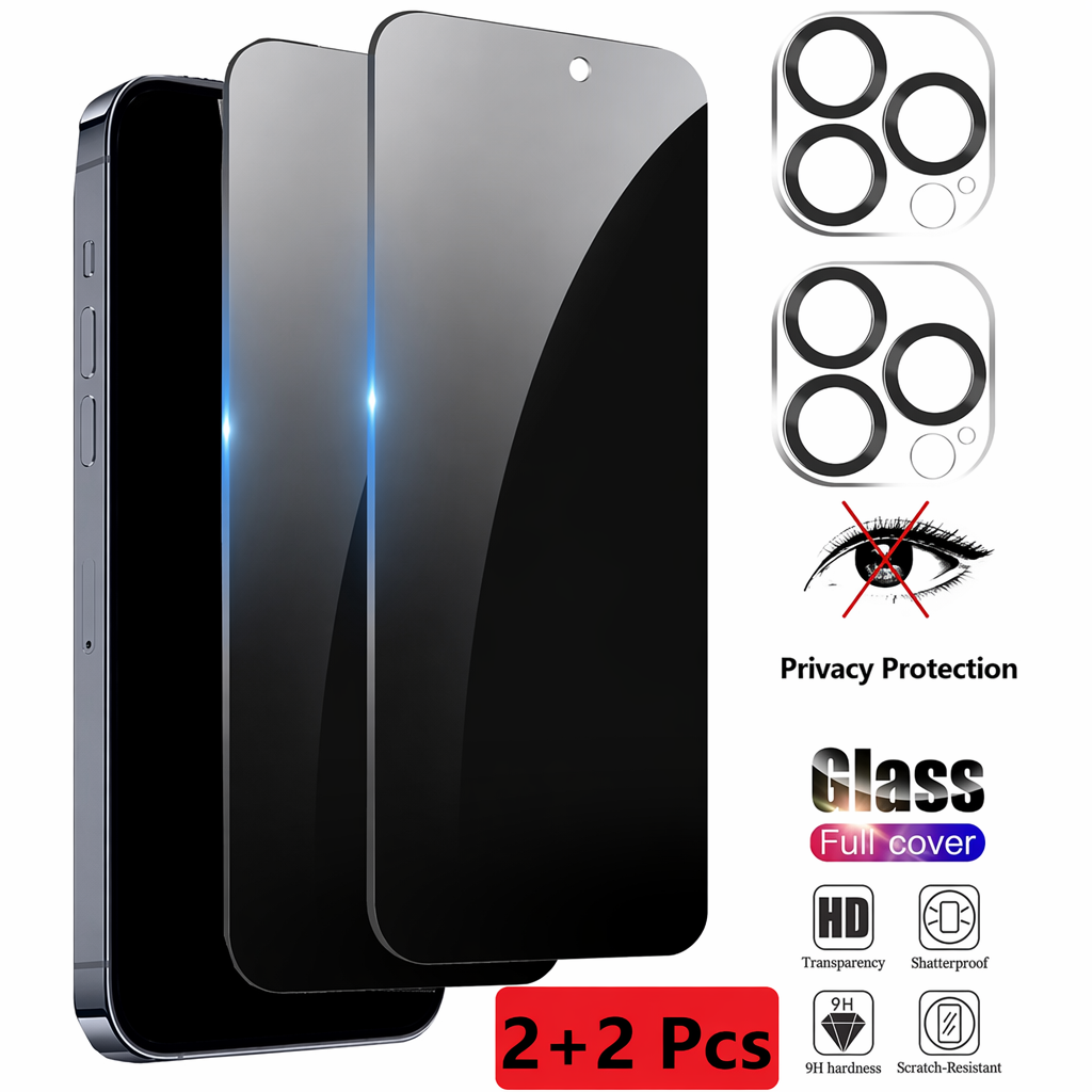2-Pack Privacy Screen and Camera Lens Protectors for iPhone Default