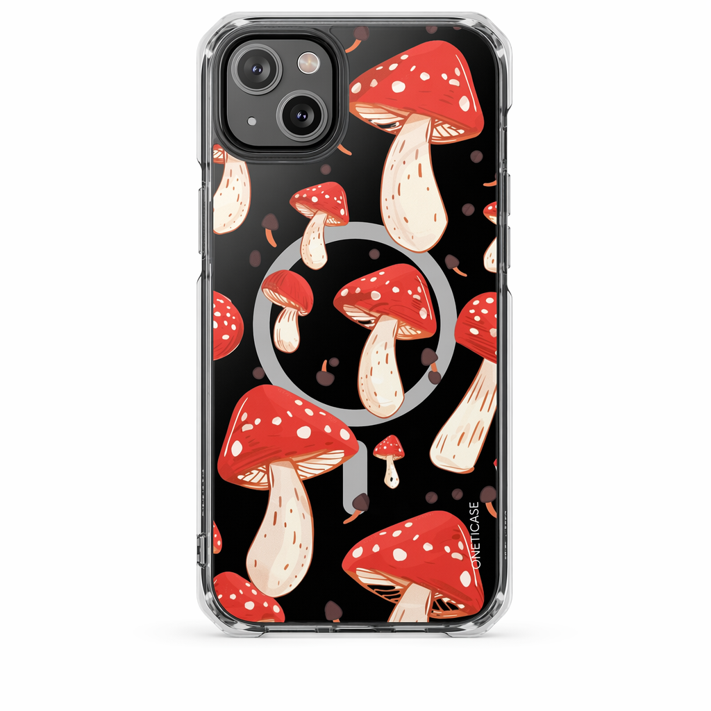 Magnetic Clear Case for iPhone Series - Red Mushroom Design Default