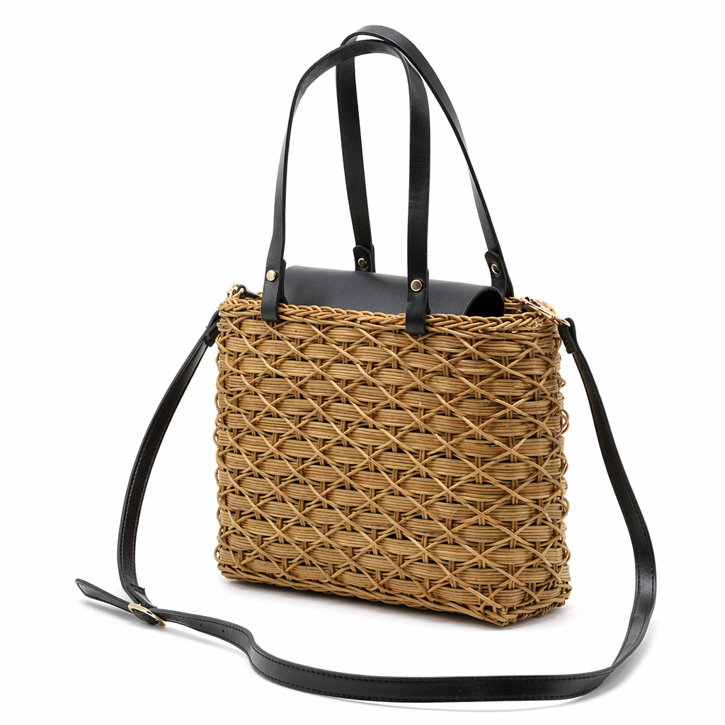Woven Square Tote Bag Khaki