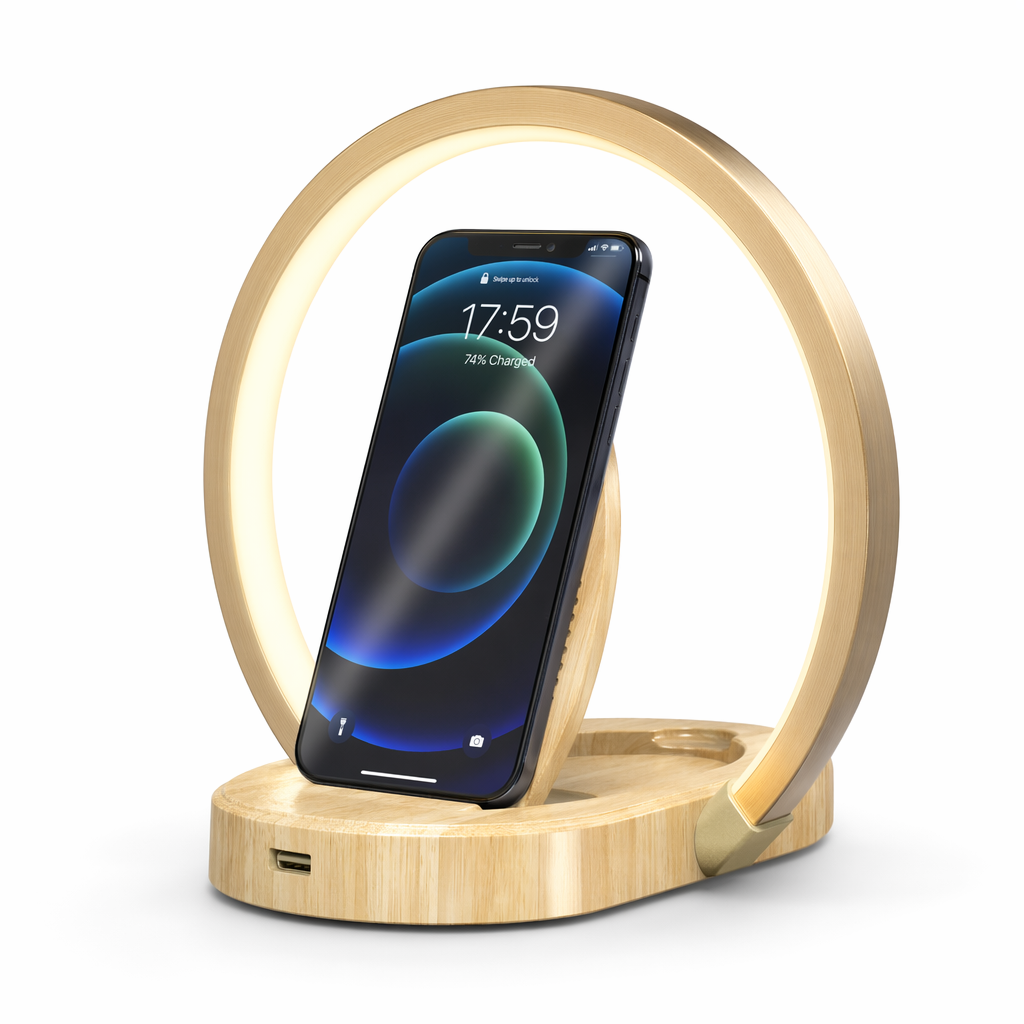 Wireless Charging LED Table Lamp for Smartphones with 15W Output Default