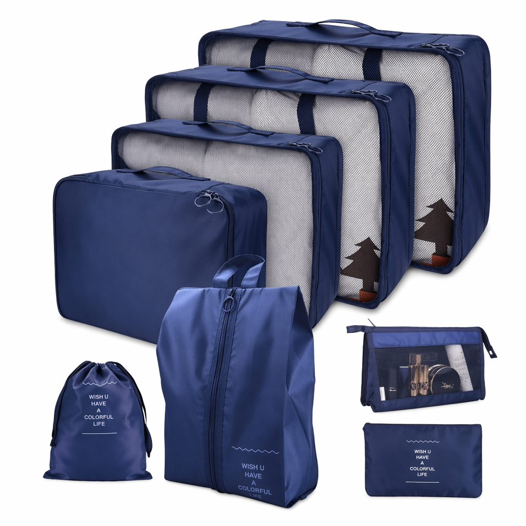 Rephrased Title: 
Set of 8 Waterproof Bags for Organizing and Storage Navy