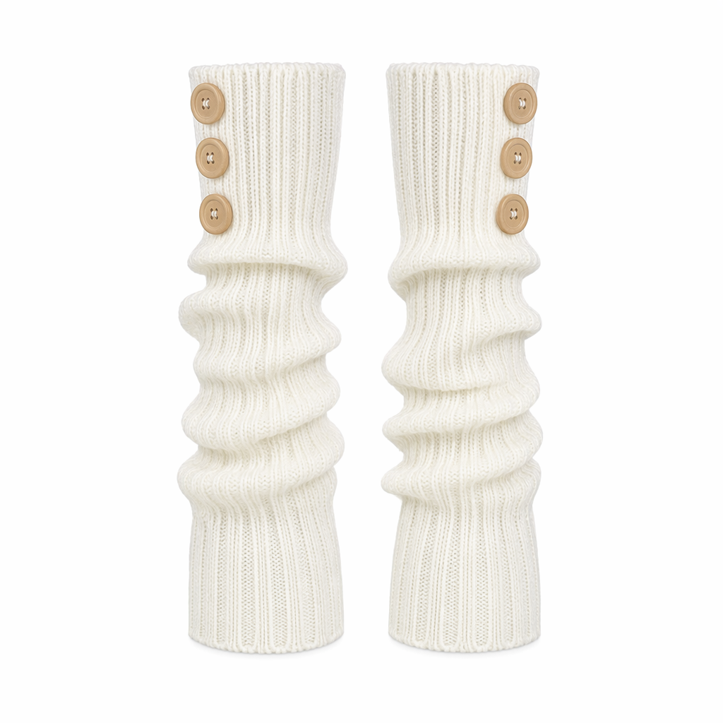 Feminine Leg Cozies White Button