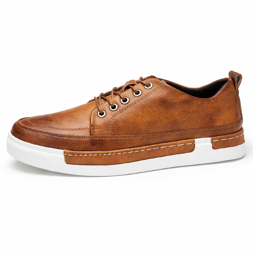 Breathable Lace Up Vegan Leather Men's Casual Shoes Tan