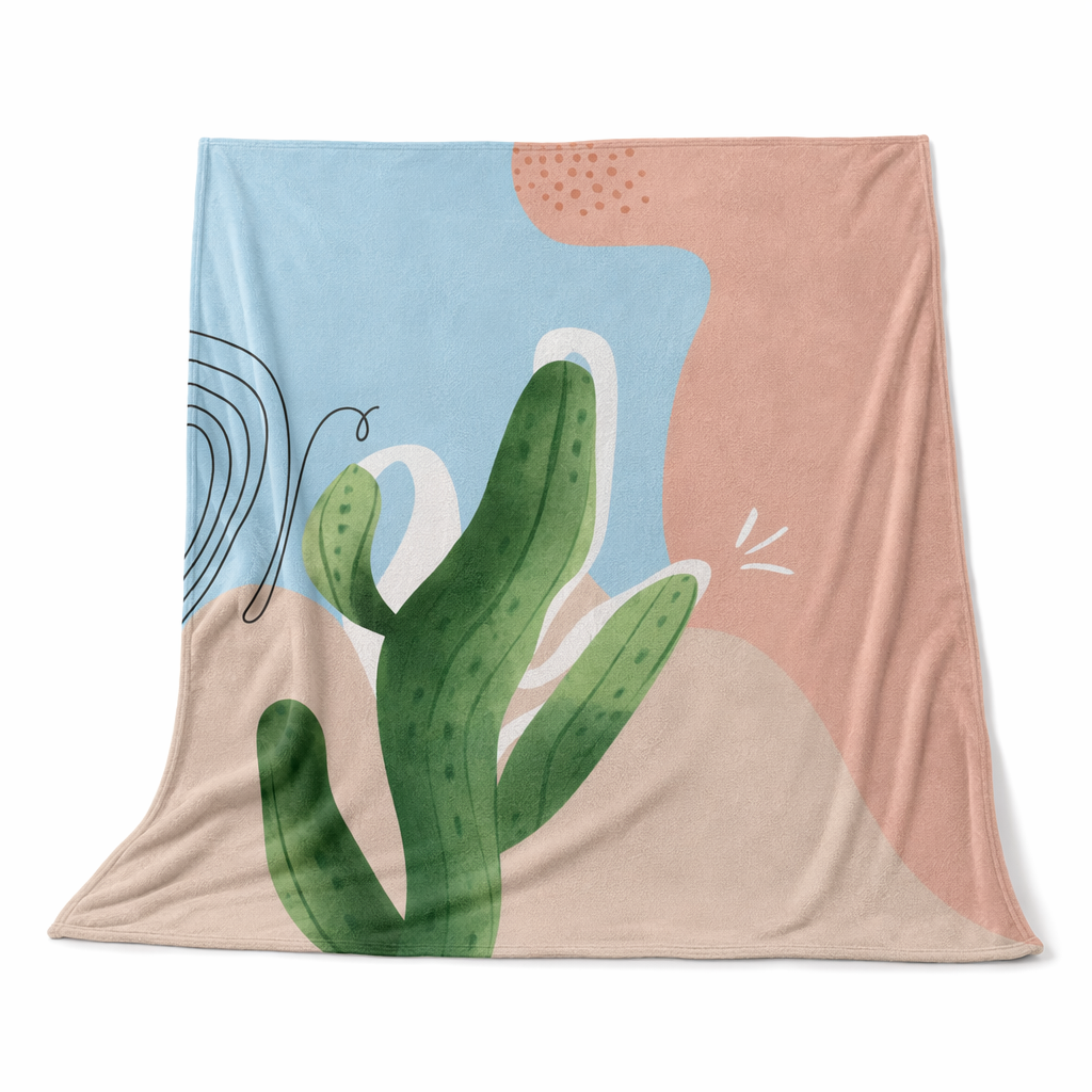 Abstract Cactus Fleece Blanket Throw Default