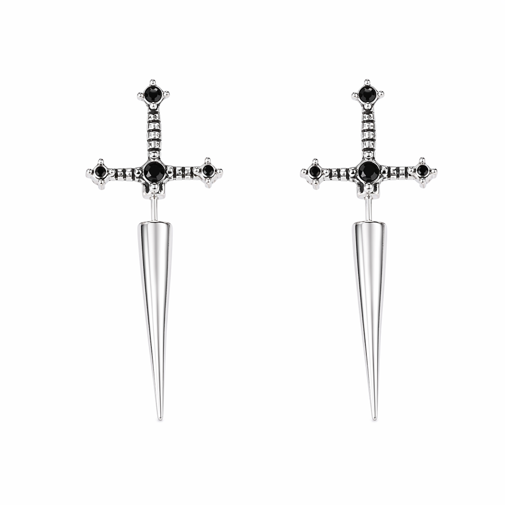 Fashion Earrings Inspired by Viking Swords Silver
