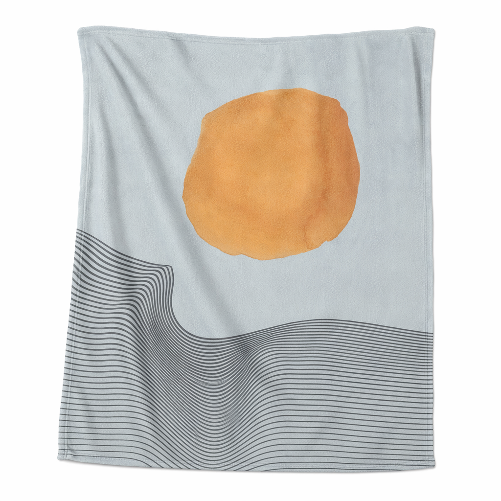 Blue Plush Throw Blankets with Sun Abstract Design - Available in 3 Sizes Default