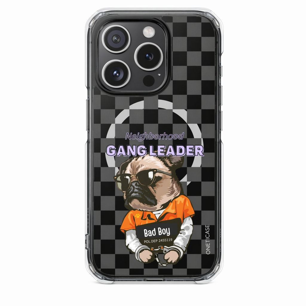 Magnetic iPhone Case with Clear Back featuring a Pug Design Default