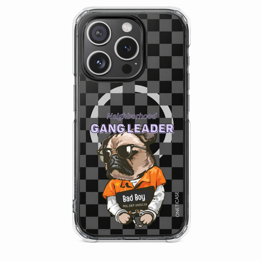Magnetic iPhone Case with Clear Back featuring a Pug Design Default