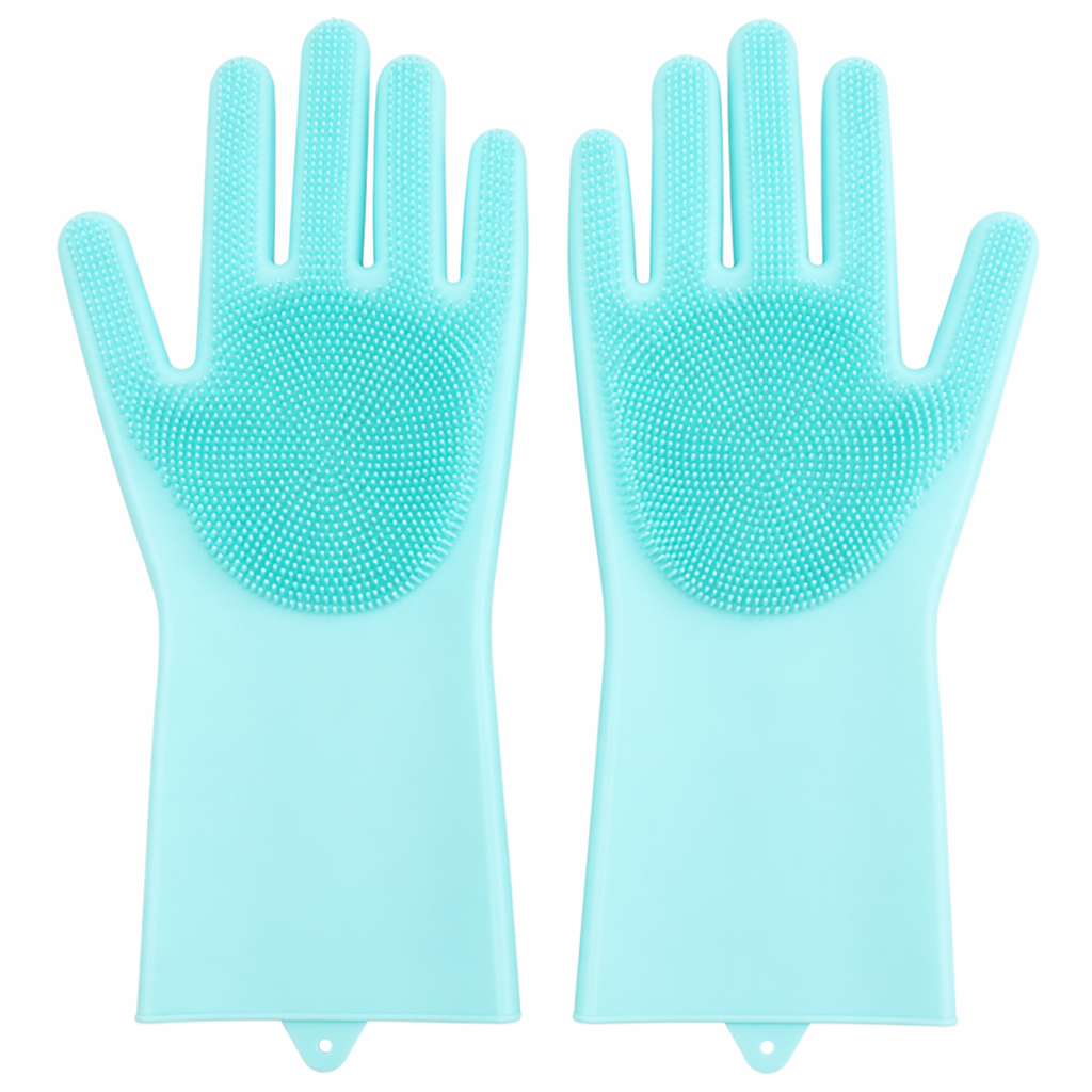 Silicone Multi-Purpose Cleaning Gloves for Scrubbing Green