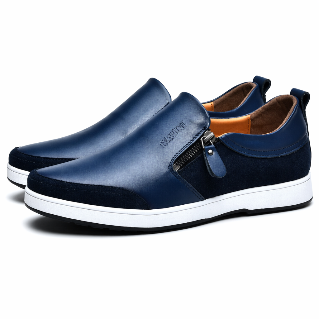 Side Zippered Men's Slip-On Blue