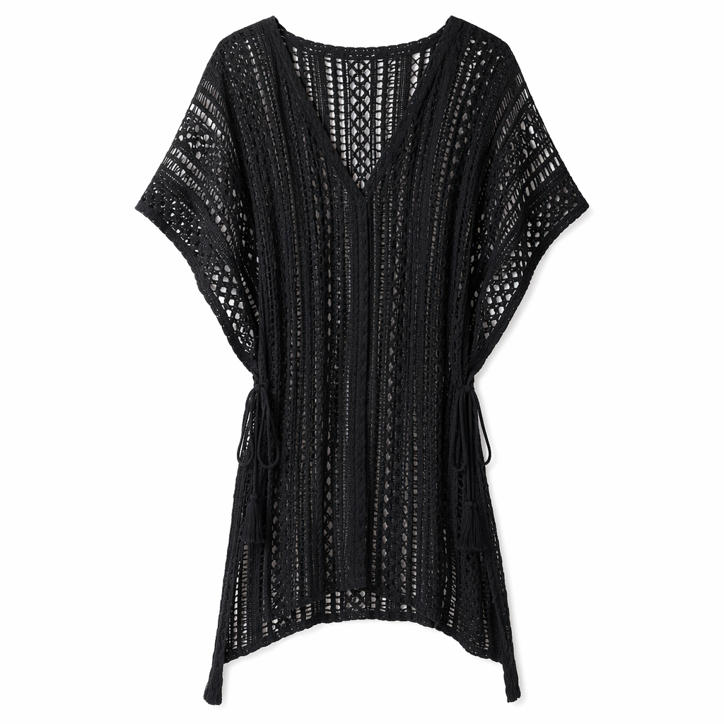 Crocheted Women's Cover-Up for Bikinis Black