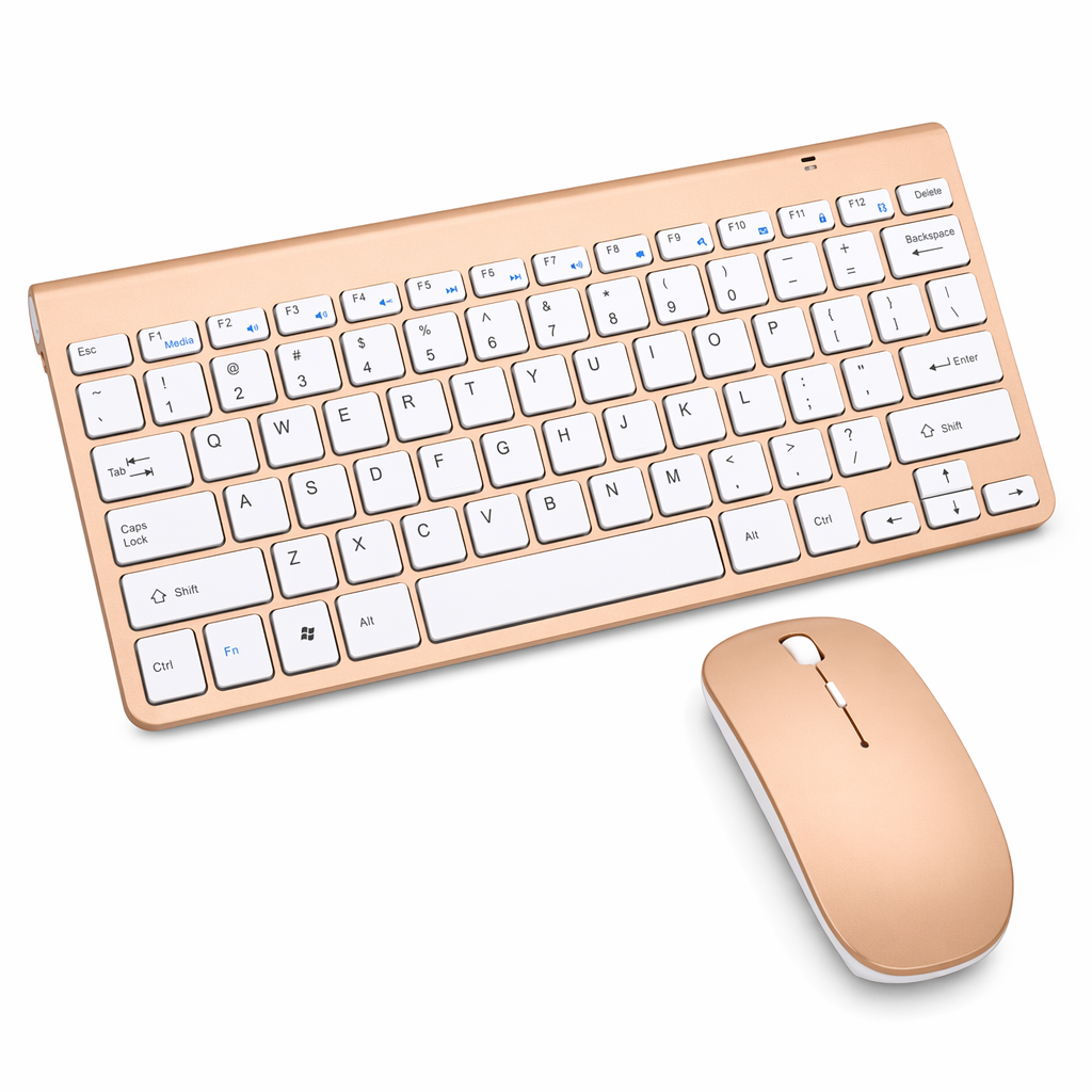 Ultra Slim Wireless Keyboard and Mouse Combo Gold