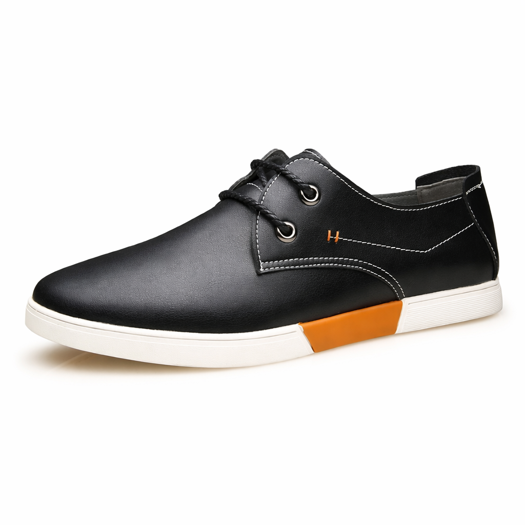 Stitched Men's Lace-Up Casual Footwear Black
