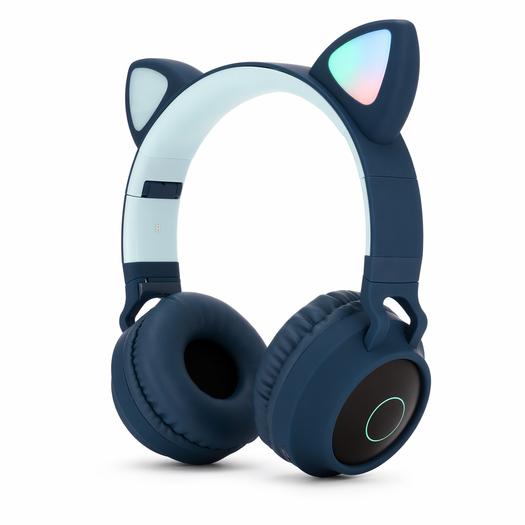 Cute Cat Ear Wireless Headphones Dark Green