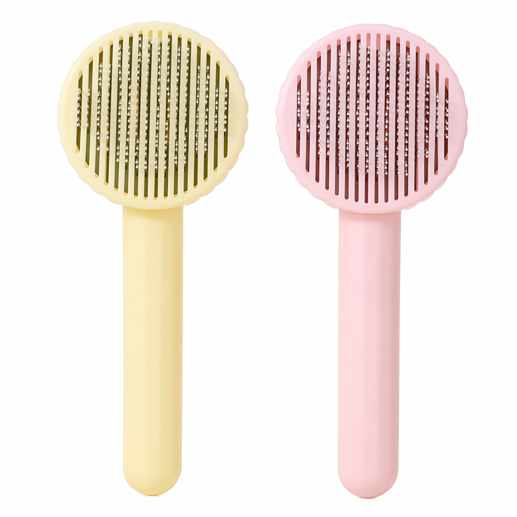 Fur Detangling and Relaxing Massage Brush for Pets Pink