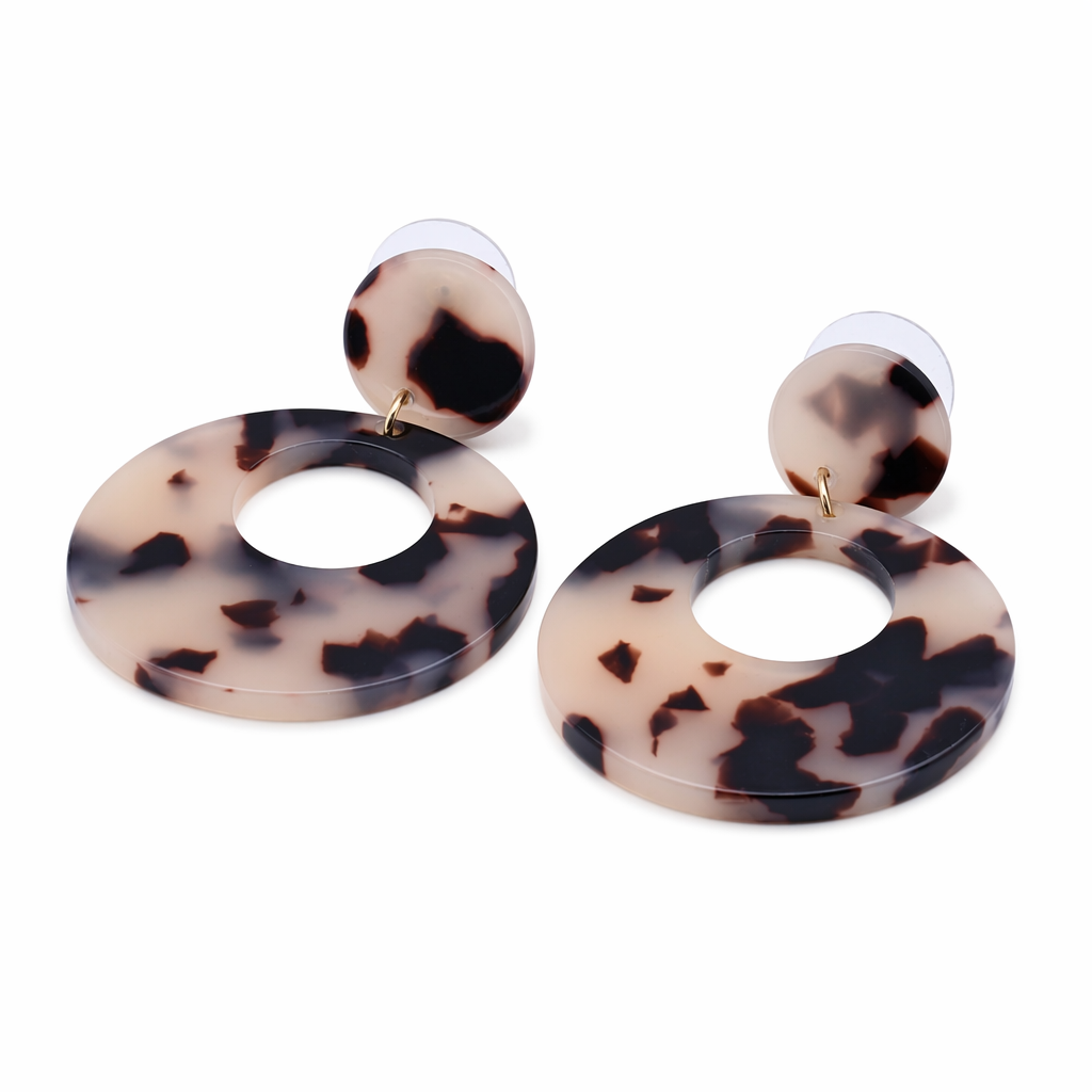 Resin Hoop Earrings with Rounded Design Beige