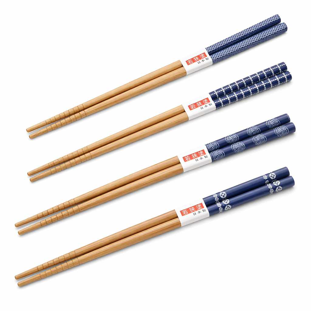 Japanese Wooden Chopsticks Blue Patterns