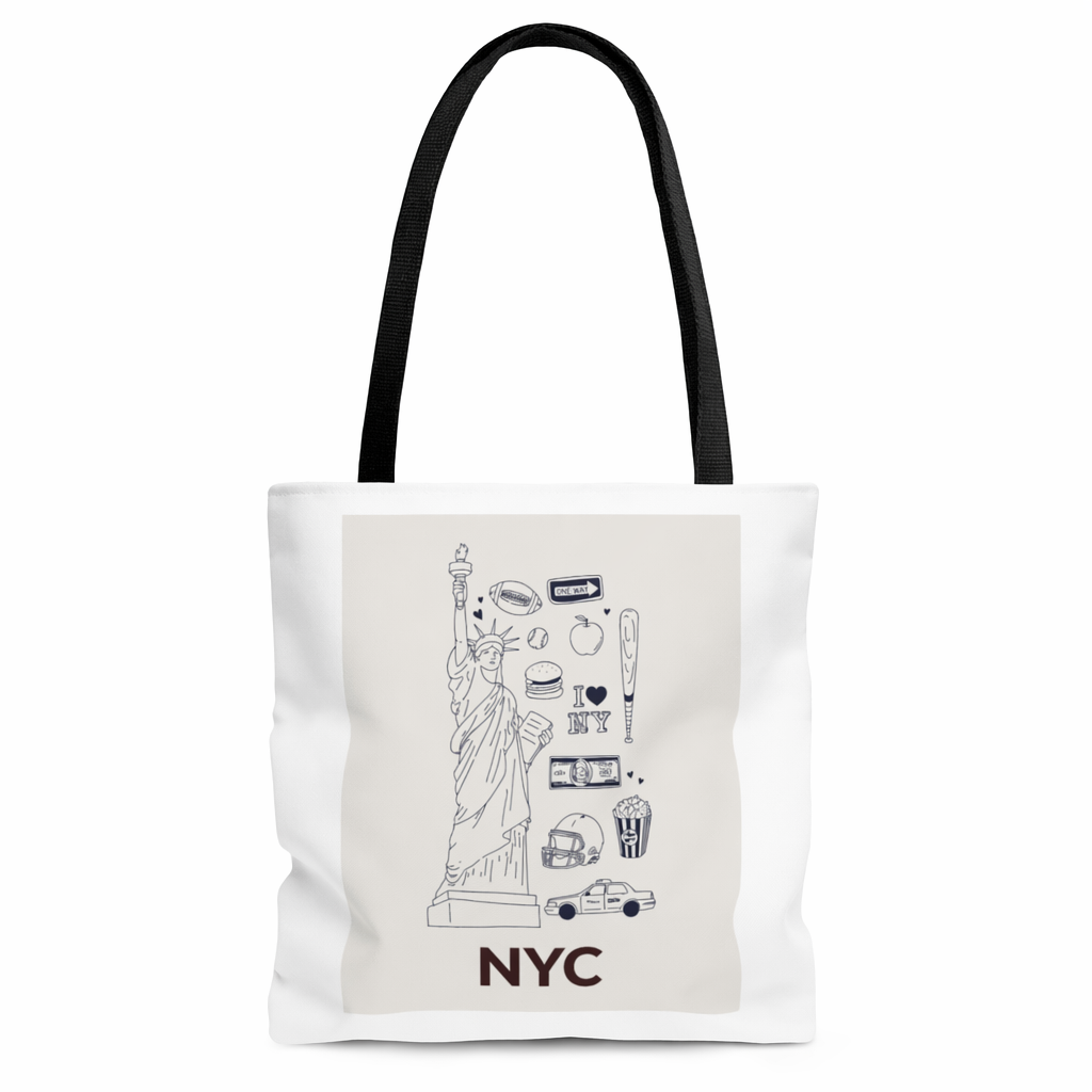 Medium Tote Bag Featuring Iconic NYC Symbols for Everyday Use Default