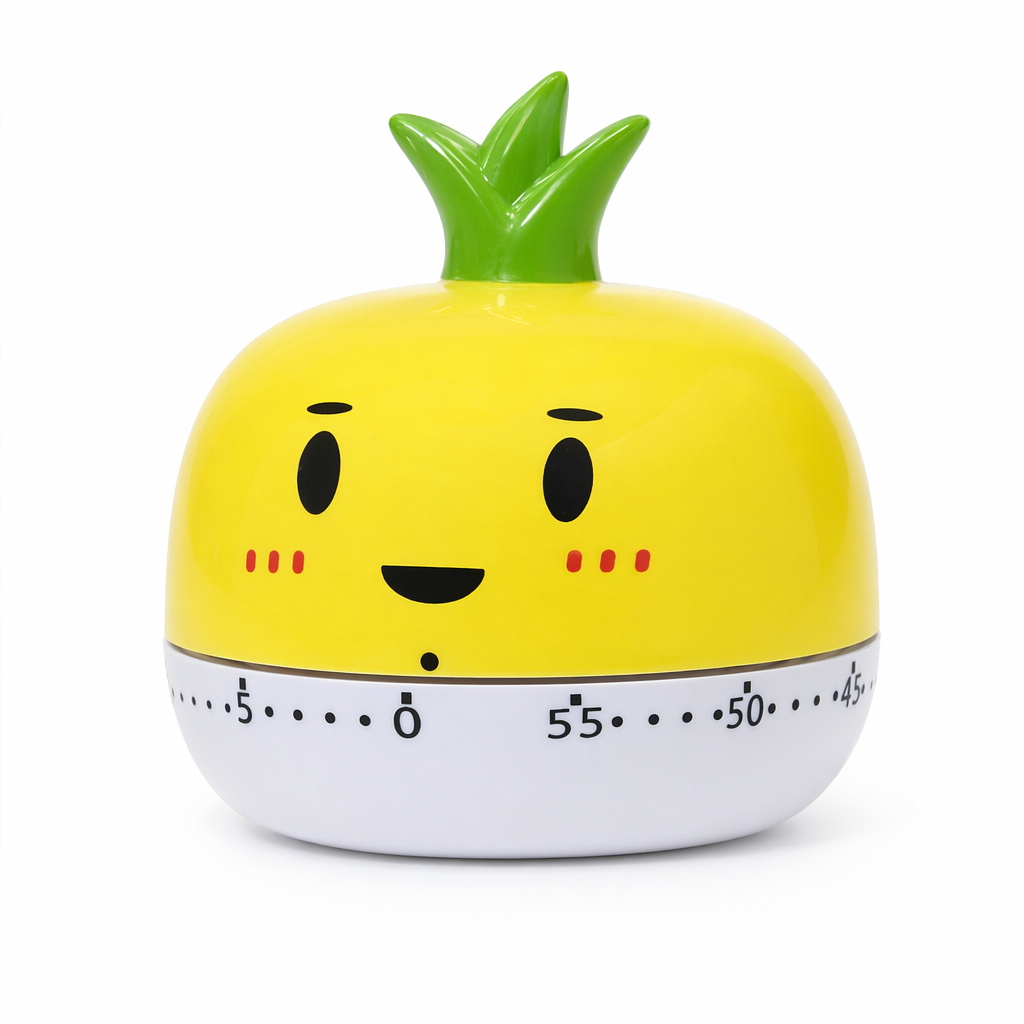 Cartoon-Style Kitchen Timer with 60-Minute Countdown Yellow Green